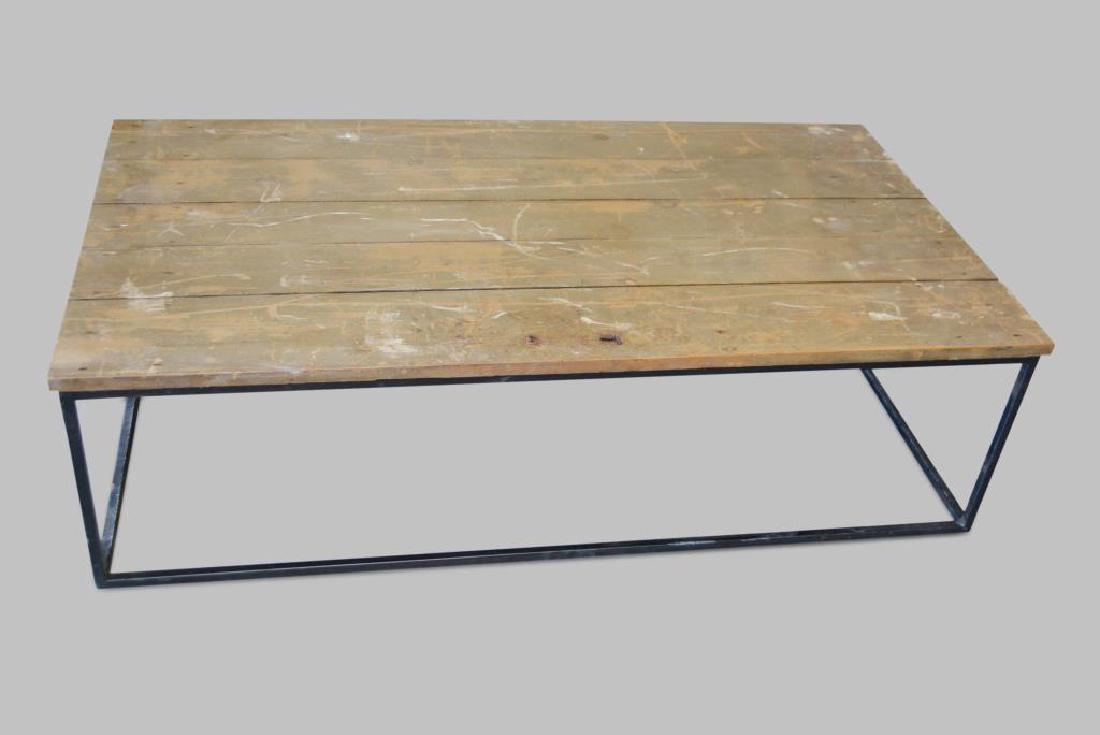 Industrial Coffee Table  w/ wood top 17 1/4"H,   61 (1 of 2)