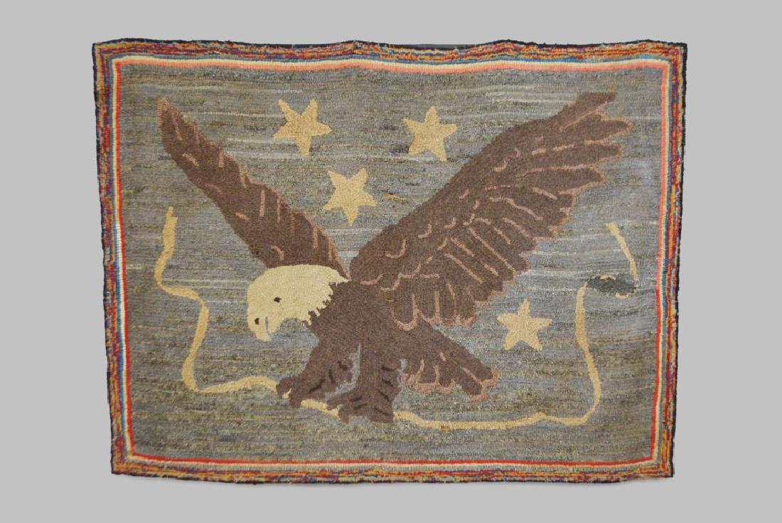 Early Pa. Eagle Hooked Rug 48 1/2"  x   37" (1 of 3)