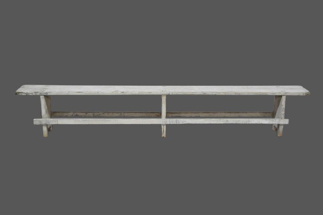 Painted Mortised Bench 19 3/4"H,   118 1/4"L,   12"W (1 of 5)