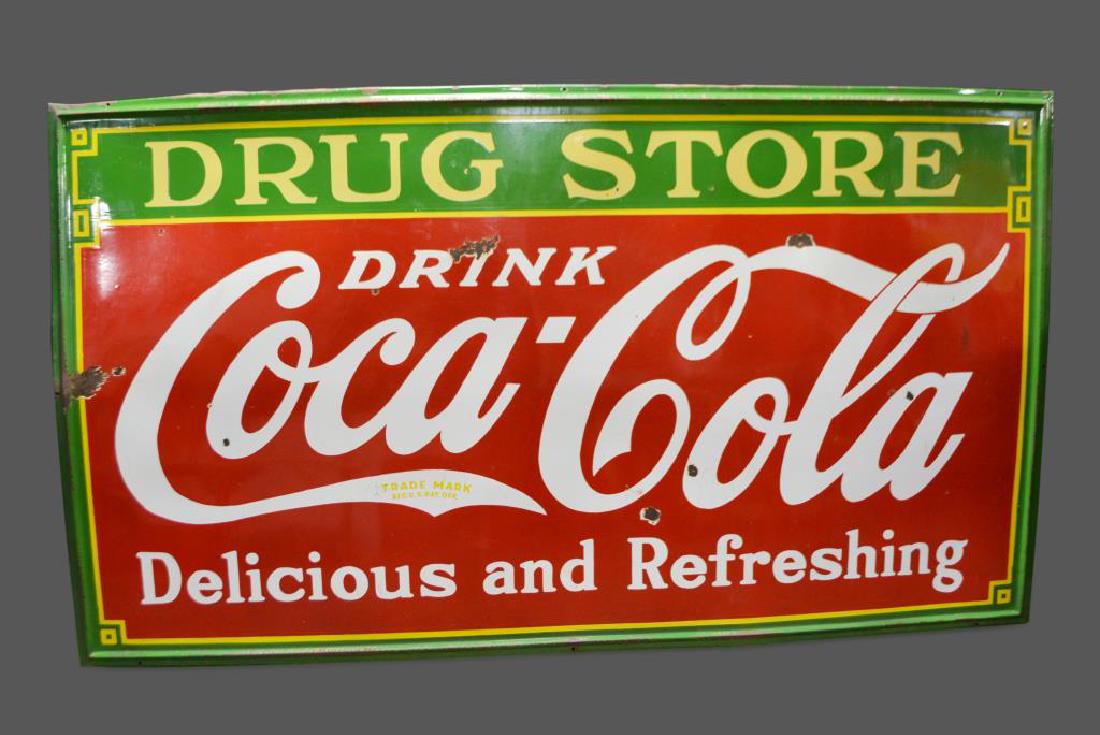 Coca - Cola Drug Store Sign   -   porcelain 54"  x   96 (1 of 4)