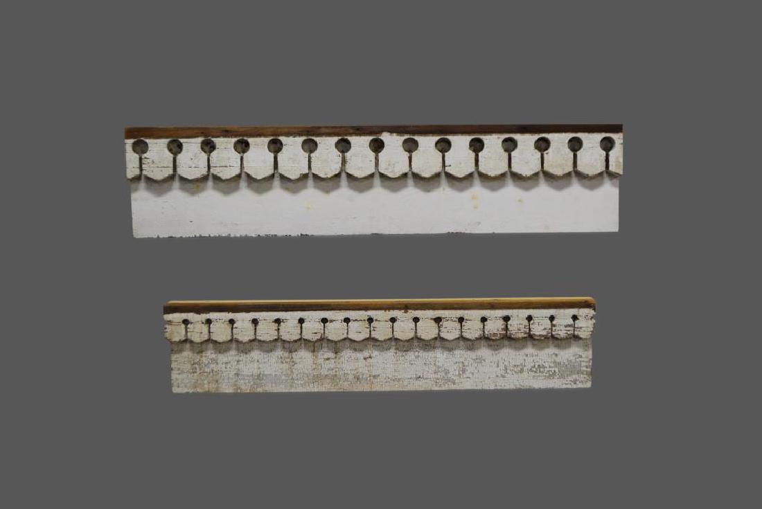 2pc. Lot of Painted Architectural Headers 12 1/2" x: 2pc. Lot of Painted Architectural Headers 12 1/2" x 56" / 10 1/2" x 49"