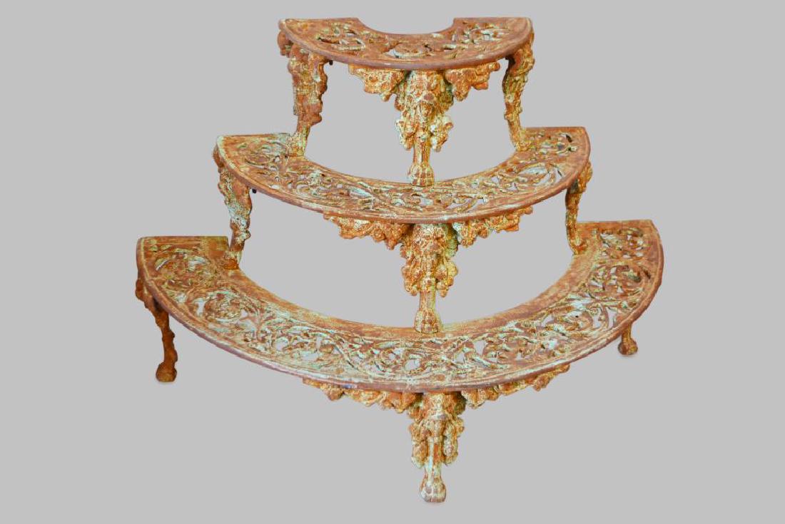 French Cast Iron Tiered Plant Stand 30 1/2"H,   46"L, (1 of 2)