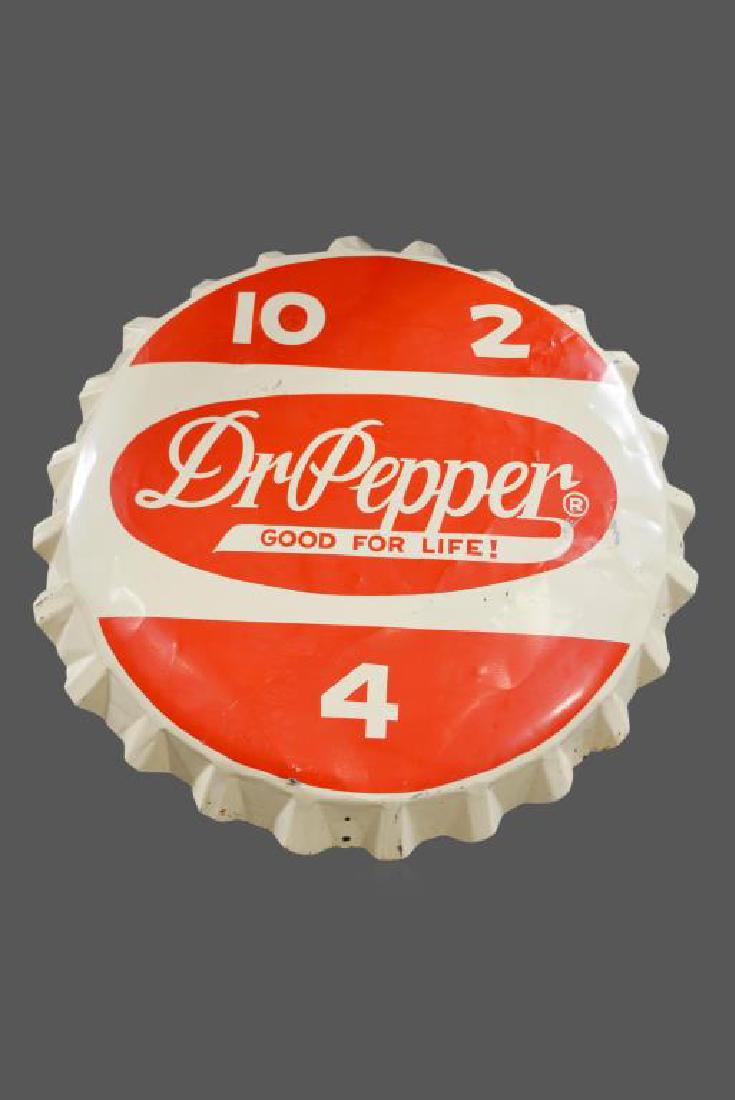 Dr. Pepper Bottle Cap Sign metal 39" diam.
