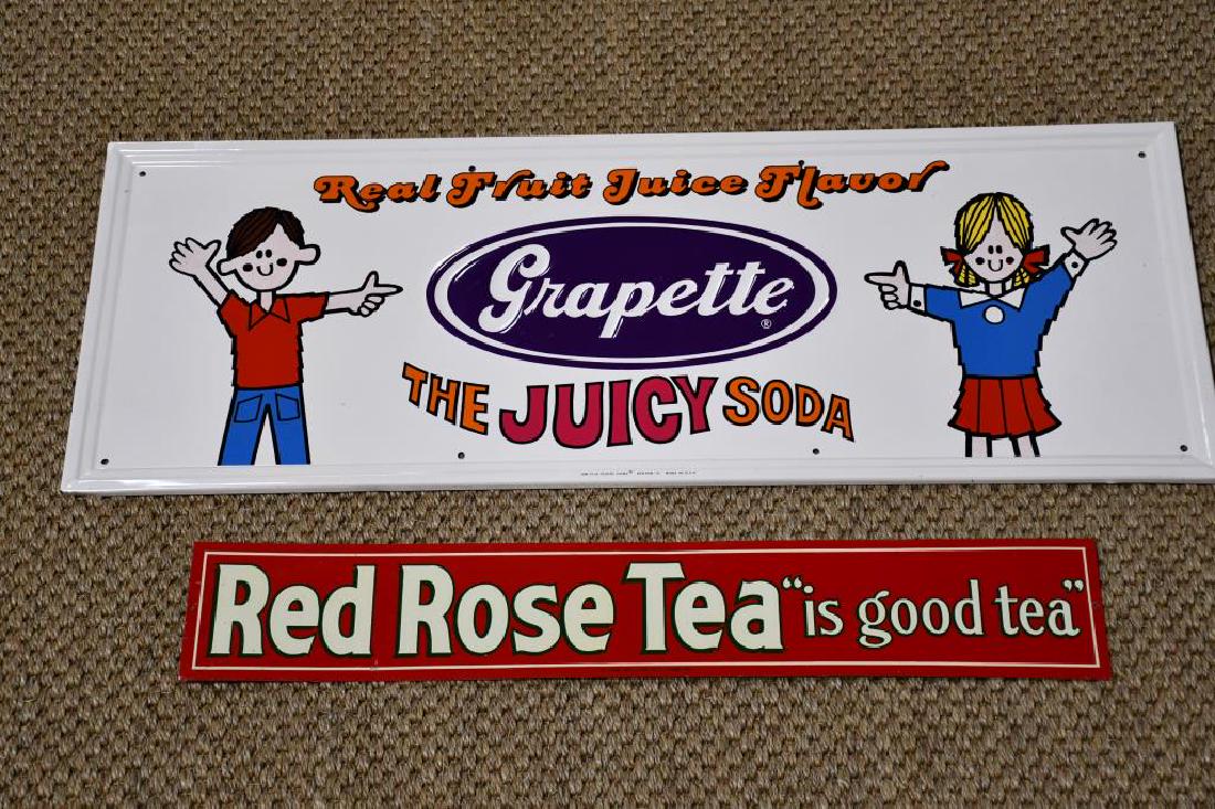 2-Piece Advertising Sign Lot Grapette & Red Rose Tea 11 (1 of 1)