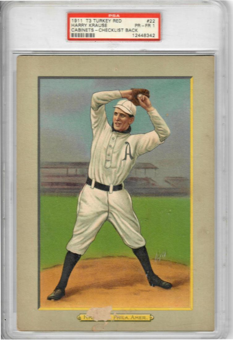 1911 T3 Turkey Red Harry Krause Cabinets-Checklist Back: 1911 T3 Turkey Red Harry Krause Cabinets-Checklist Back