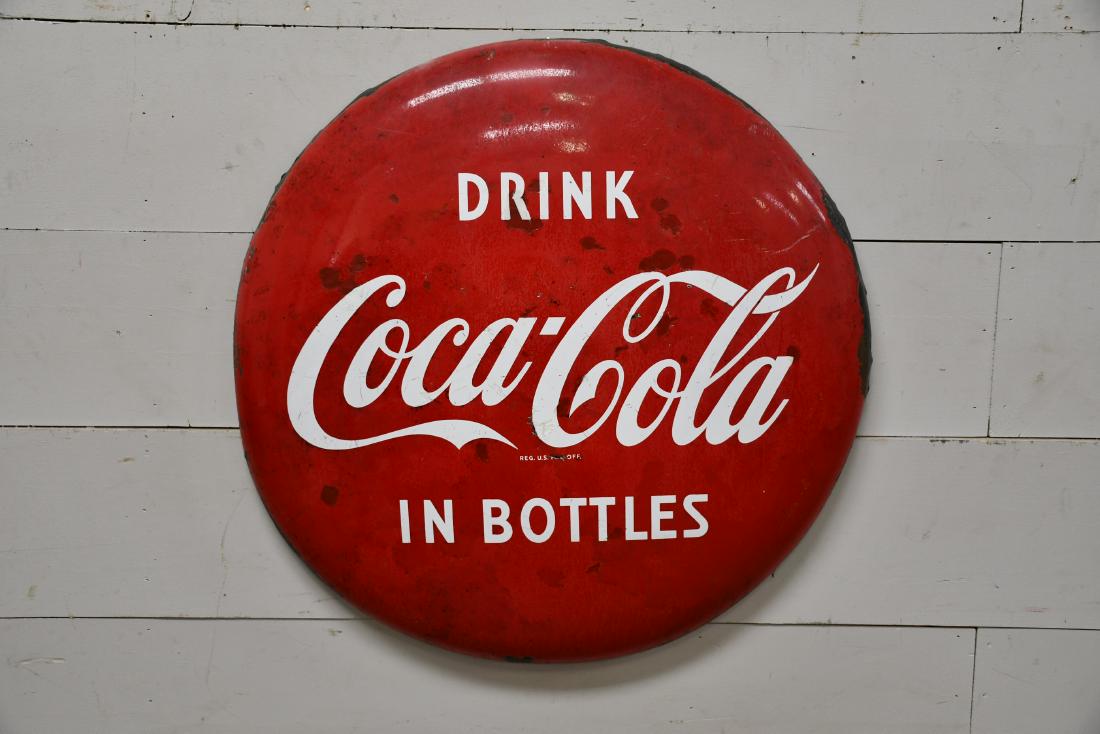 Porcelain Coca-Cola Button Sign 36" diam. (1 of 3)