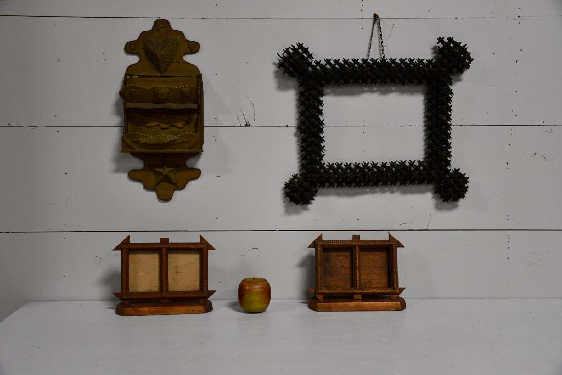 4-Piece Tramp Art Lot *June & Sandy Worrell Estate: 4-Piece Tramp Art Lot *June & Sandy Worrell Estate