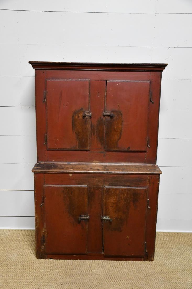 Early 19th C. Pa. Step Back Cupboard in original red (1 of 9)