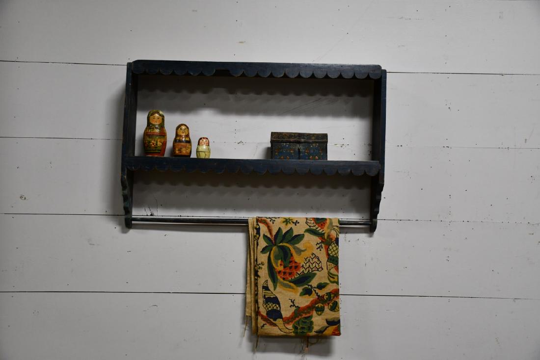 6-Piece Country Lot: blue hanging shelf/ linen panel/ (1 of 8)