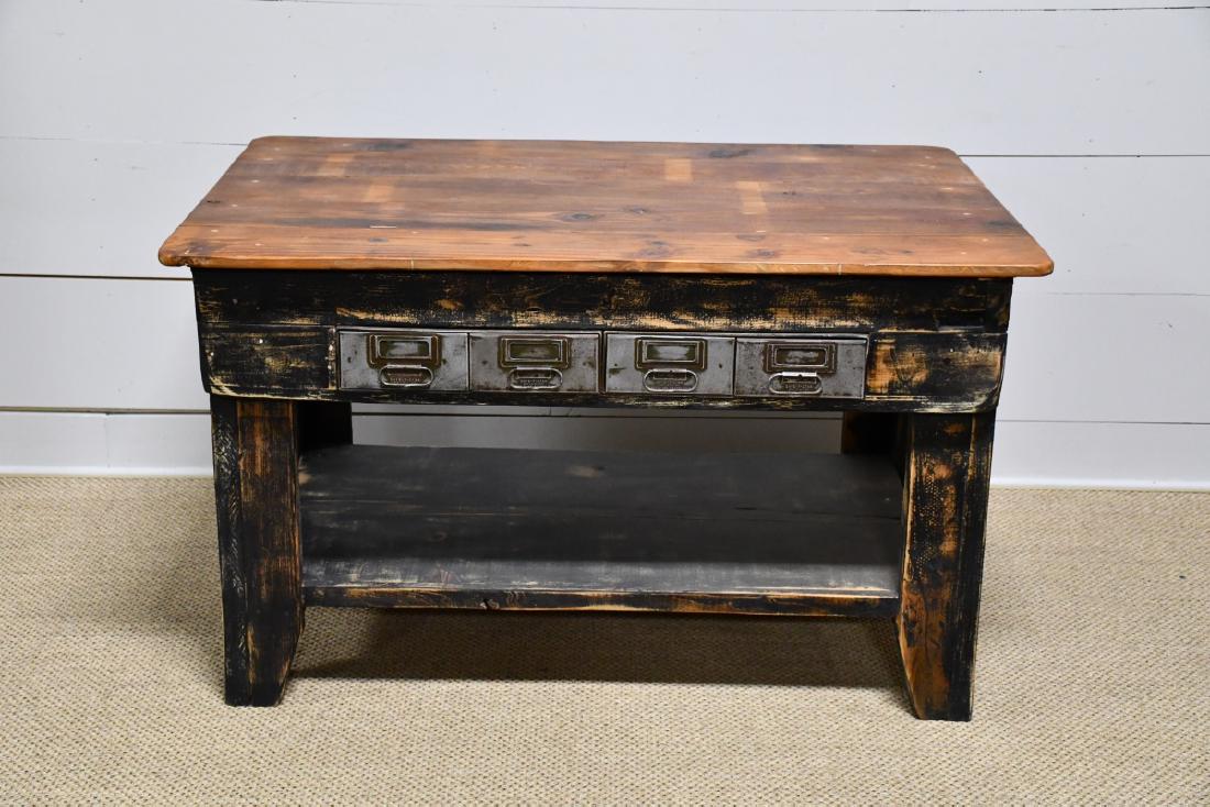 Industrial Work Table w/ Metal Drawers 31 1/4"H, (1 of 3)