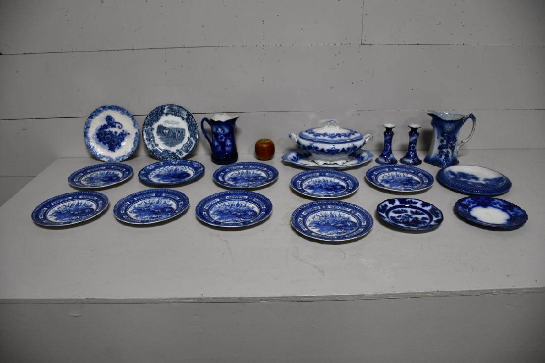 20pc. Lot of Flow Blue Dishes plates, pitchers, etc.... (1 of 3)