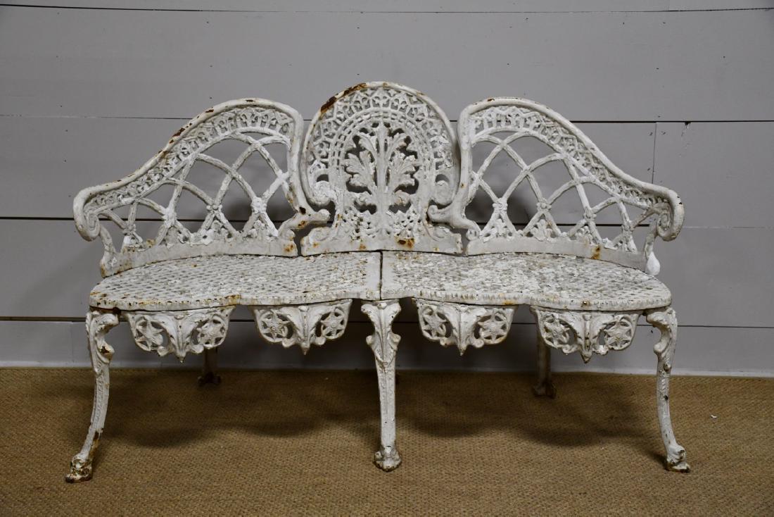 French Painted Cast Iron Bench 33"H,   54"  x   25" (1 of 1)