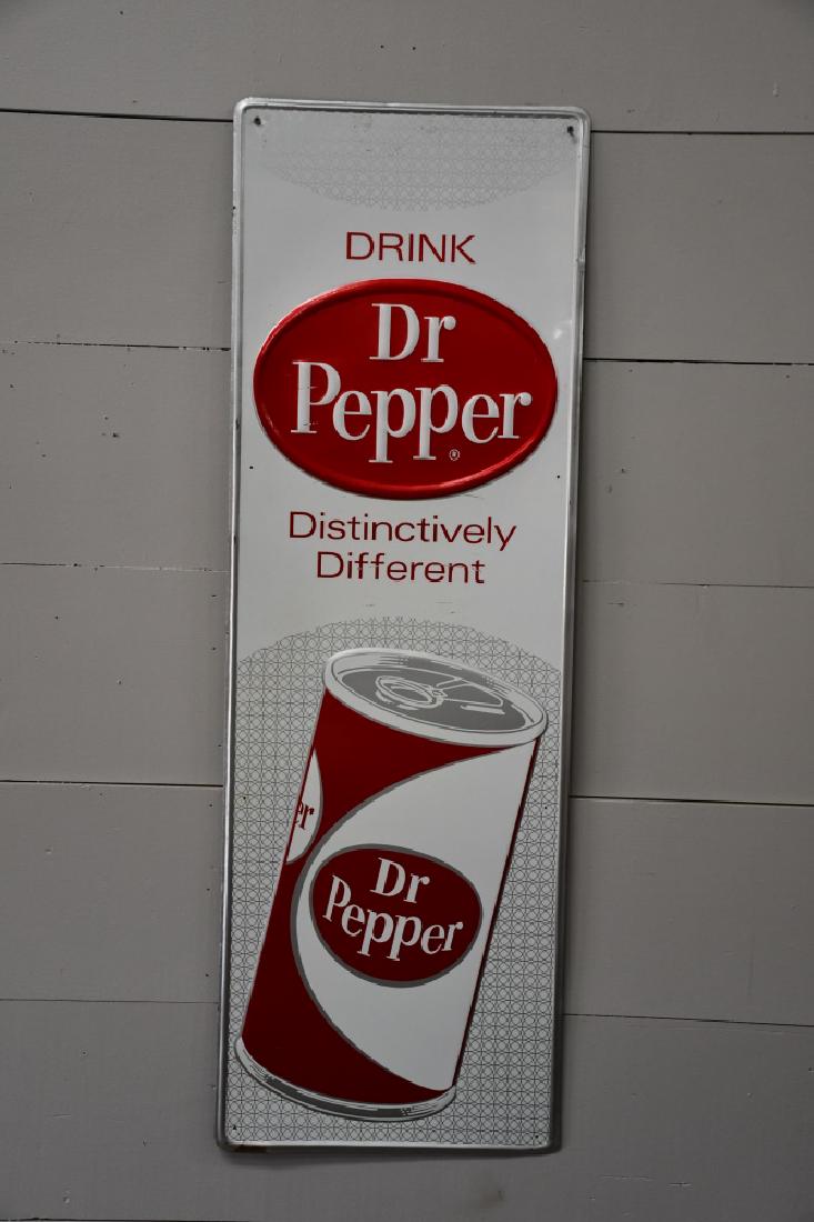 Metal Dr. Pepper Sign  "Distinctively Different" 54"  x (1 of 3)