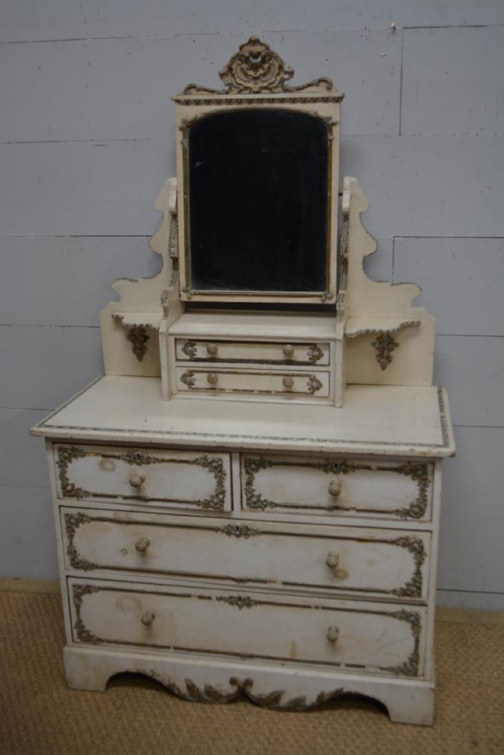 French Ornate Painted Dresser W Mirror 69 H 42 1 2 Jan 04