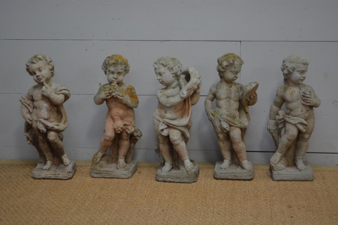 5pc. Lot of Concrete Garden Statues - 5 Senses 24"H: 5pc. Lot of Concrete Garden Statues - 5 Senses 24"H ea.