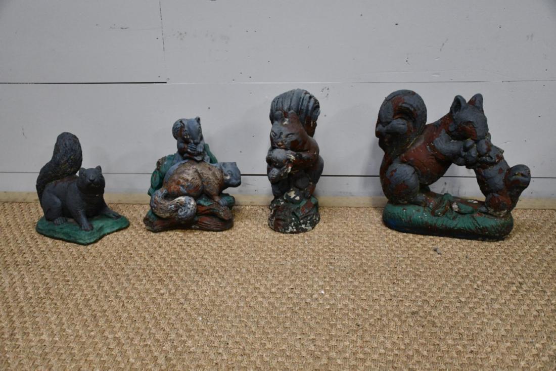 4pc. Lot of Concrete Squirrels 12"H / 13"H / 14: 4pc. Lot of Concrete Squirrels 12"H / 13"H / 14 1/2"H / 15"H