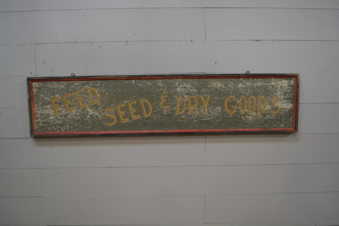 Feed, Seed and Dry Goods Wooden Sign 21" x 96": Feed, Seed and Dry Goods Wooden Sign 21" x 96"