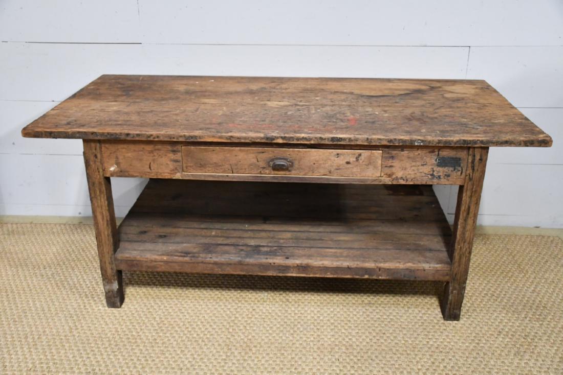 Pine Work Table w/ Drawer 30"H, 72 1/2" x 34": Pine Work Table w/ Drawer 30"H, 72 1/2" x 34"
