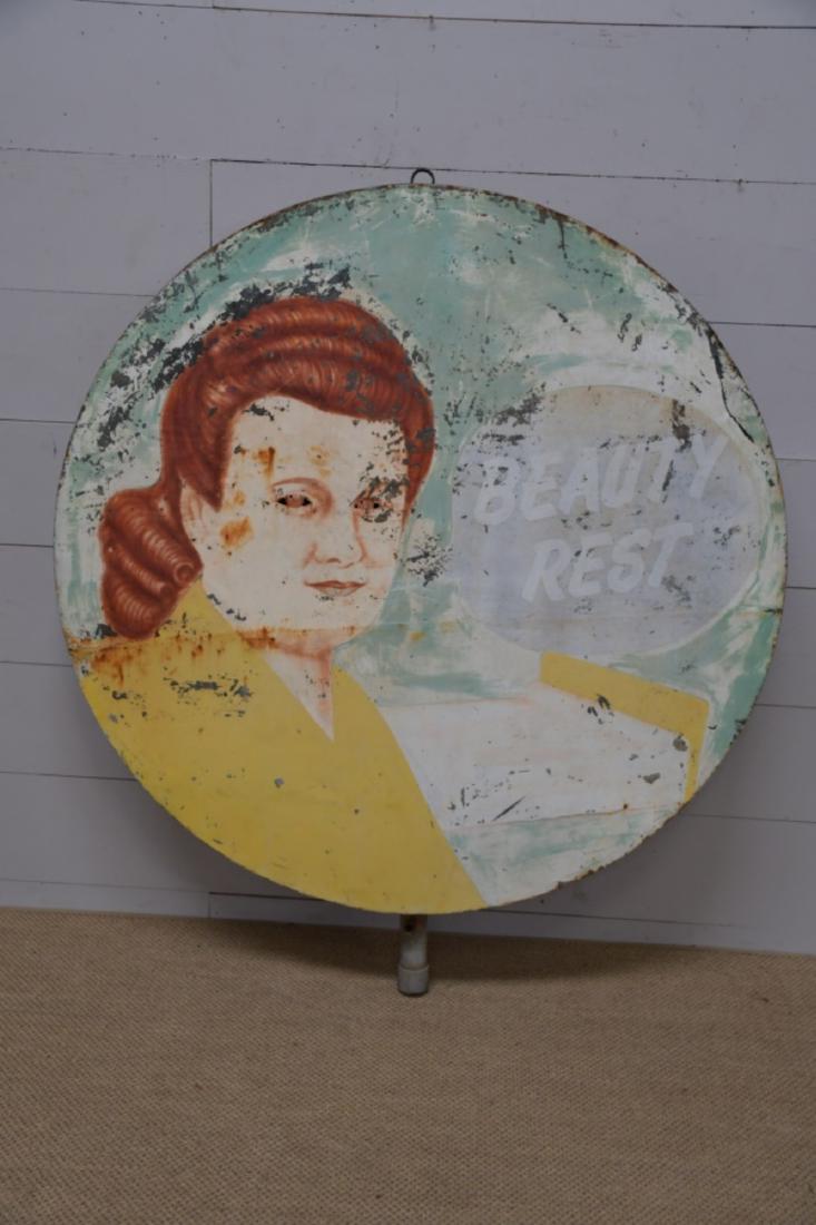 Beauty Rest Can Sign w/ Light Sockets 60" diam. 8: Beauty Rest Can Sign w/ Light Sockets 60" diam. 8 1/2"W