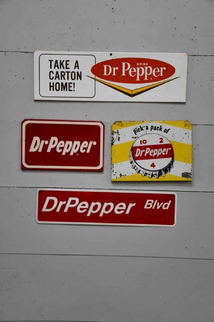 4pc. Lot of Dr. Pepper Signs 8 1/2" x 14" / 8": 4pc. Lot of Dr. Pepper Signs 8 1/2" x 14" / 8" x 25 1/2" / 6" x 24" / 10" x 13 1/2"