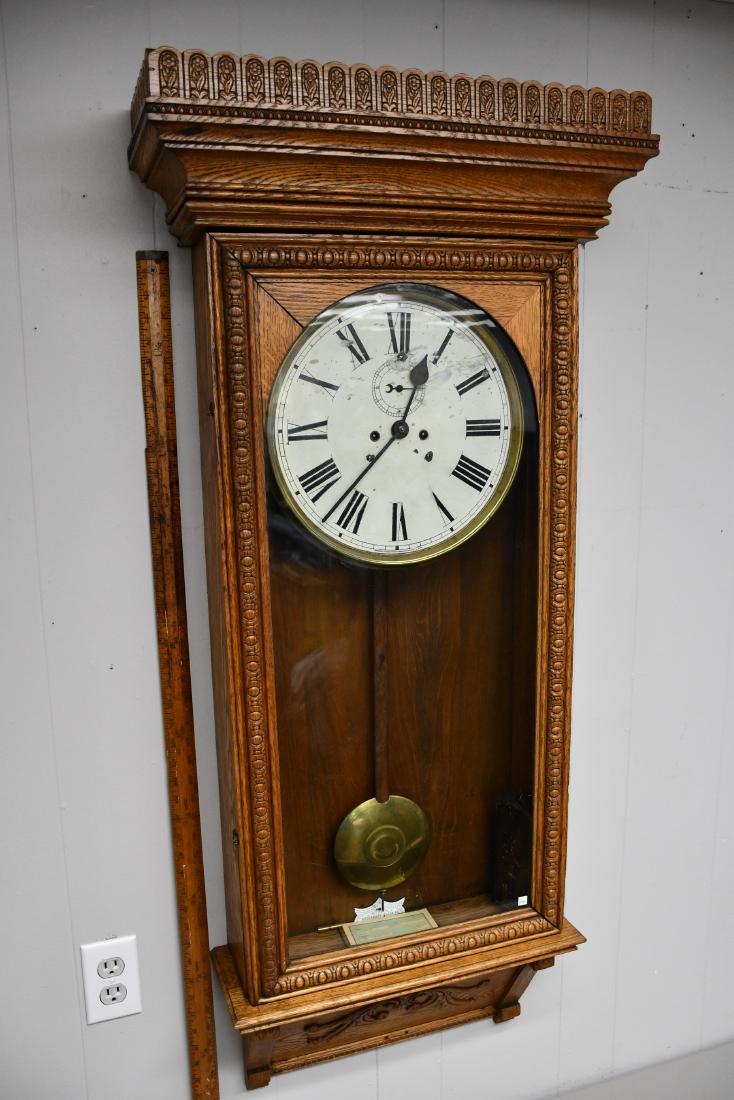 Waterbury Oak Regulator Wall Clock- Works: Waterbury Oak Regulator Wall Clock- Works