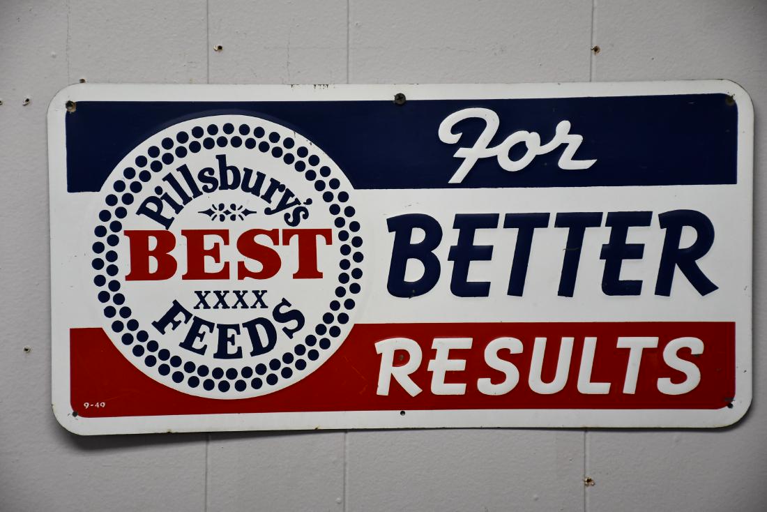 Metal Pillsbury's Feed Sign 10" x 20": Metal Pillsbury's Feed Sign 10" x 20"