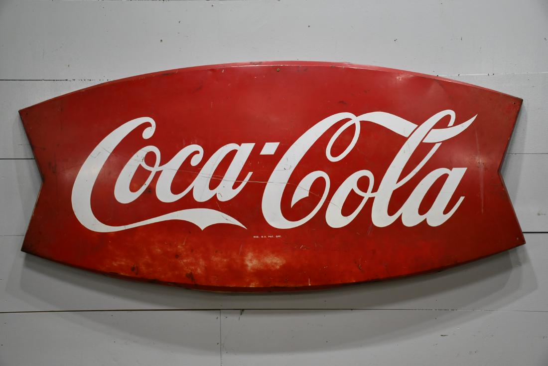 Fishtail Coca - Cola Sign   -    metal 34"  x   72" (1 of 3)