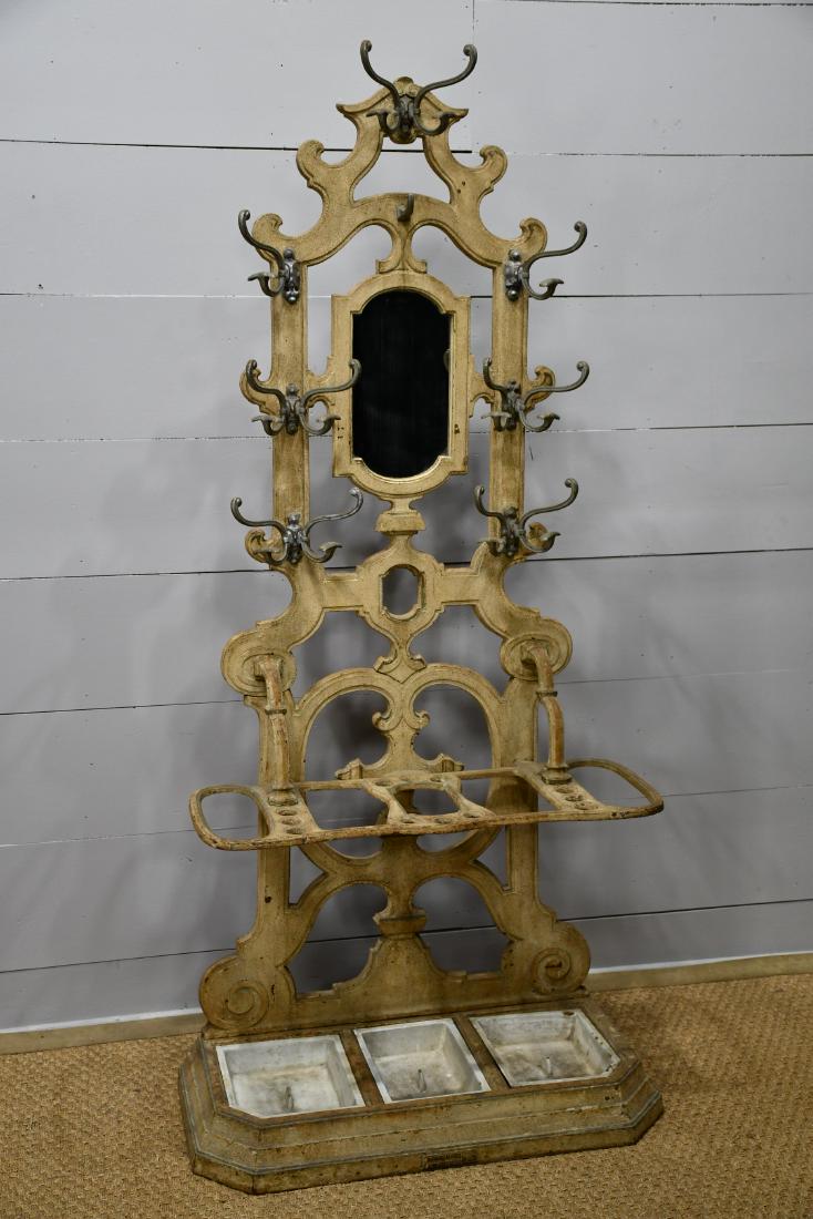 French Iron Hall Tree 80"H,   36"  x   16" (1 of 4)