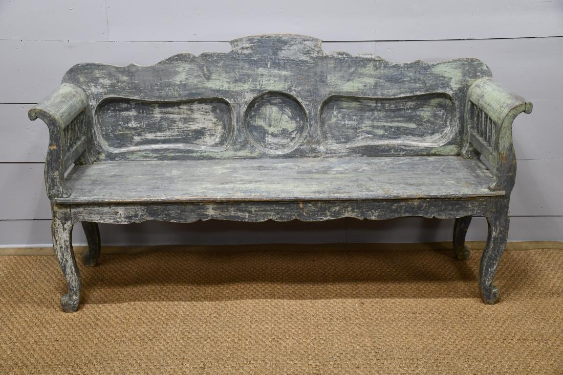 French Painted Country Bench 41 1/2"H,   75"  x   21" (1 of 4)