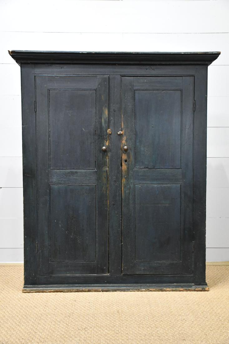 Early Blue New England Two Door Cupboard 69"H,   60"L, (1 of 6)