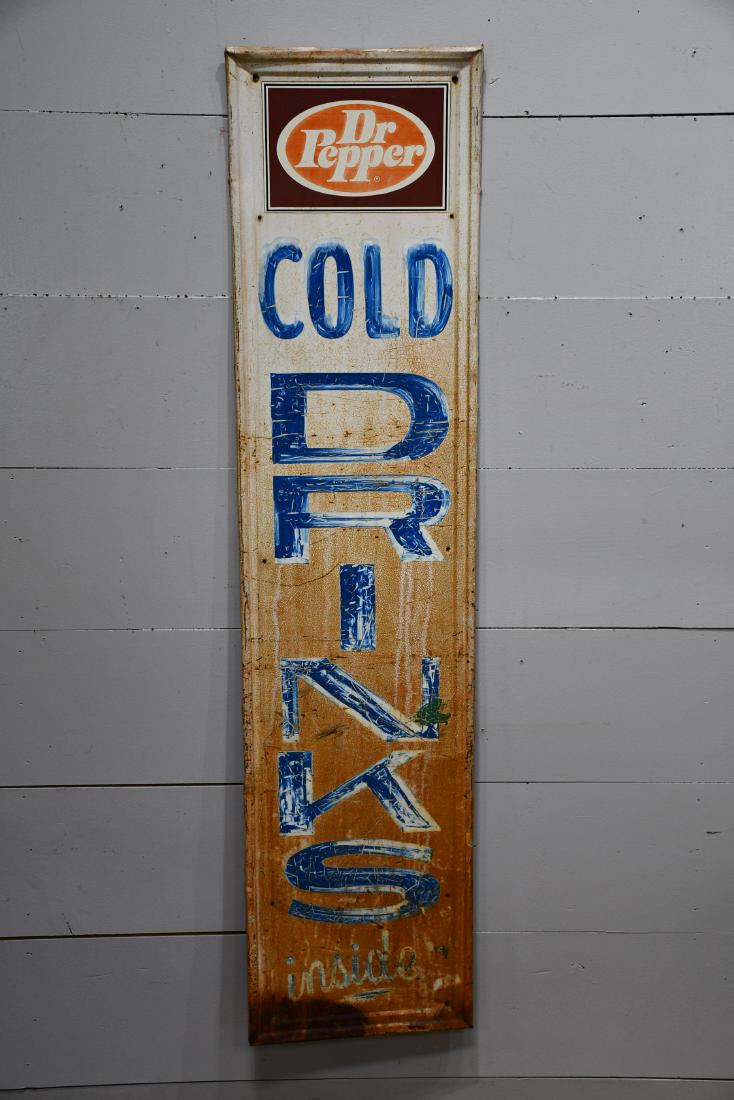 Dr. Pepper Cold Drinks Sign    -   metal 67"  x   16" (1 of 3)