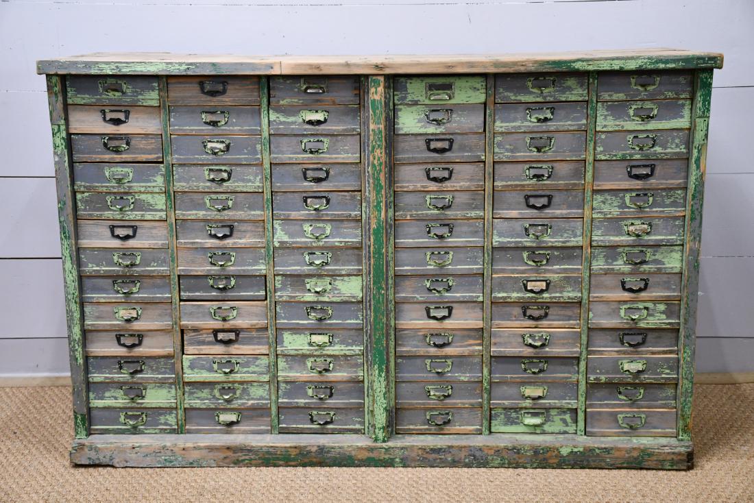 Painted Hardware Store Drawer Unit 45 1/4"H,   70"L, (1 of 5)