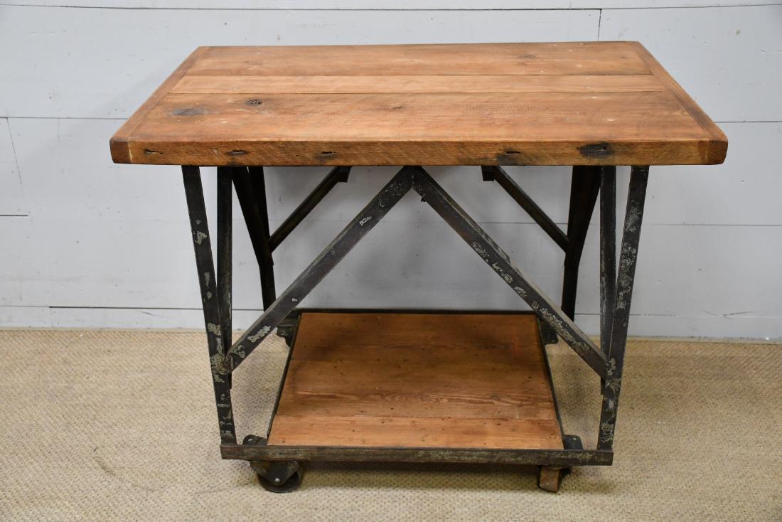 Industrial Wood Top Cart 34"H, 41 1/2" x 27 1/2": Industrial Wood Top Cart 34"H, 41 1/2" x 27 1/2"