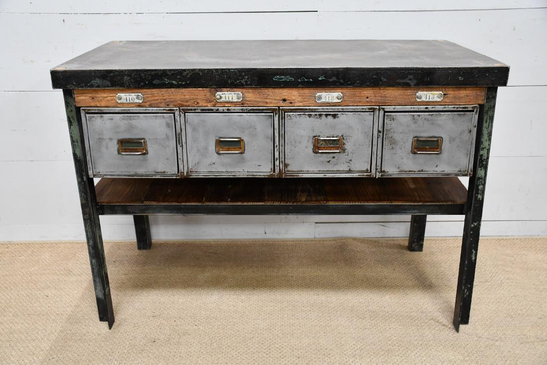 Industrial Metal Work Table w/ Metal Drawers 34"H,: Industrial Metal Work Table w/ Metal Drawers 34"H, 48" x 24"