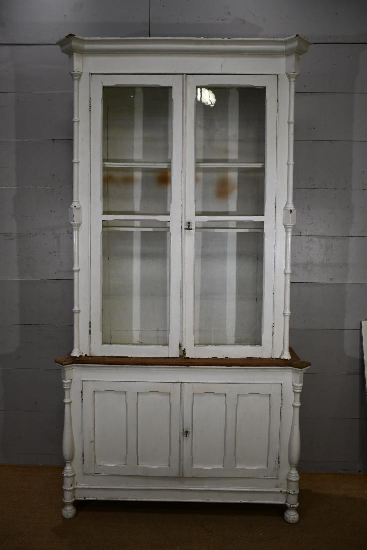 French Painted 2pc. Store Display Cabinet 97"H, 52": French Painted 2pc. Store Display Cabinet 97"H, 52" x 16"