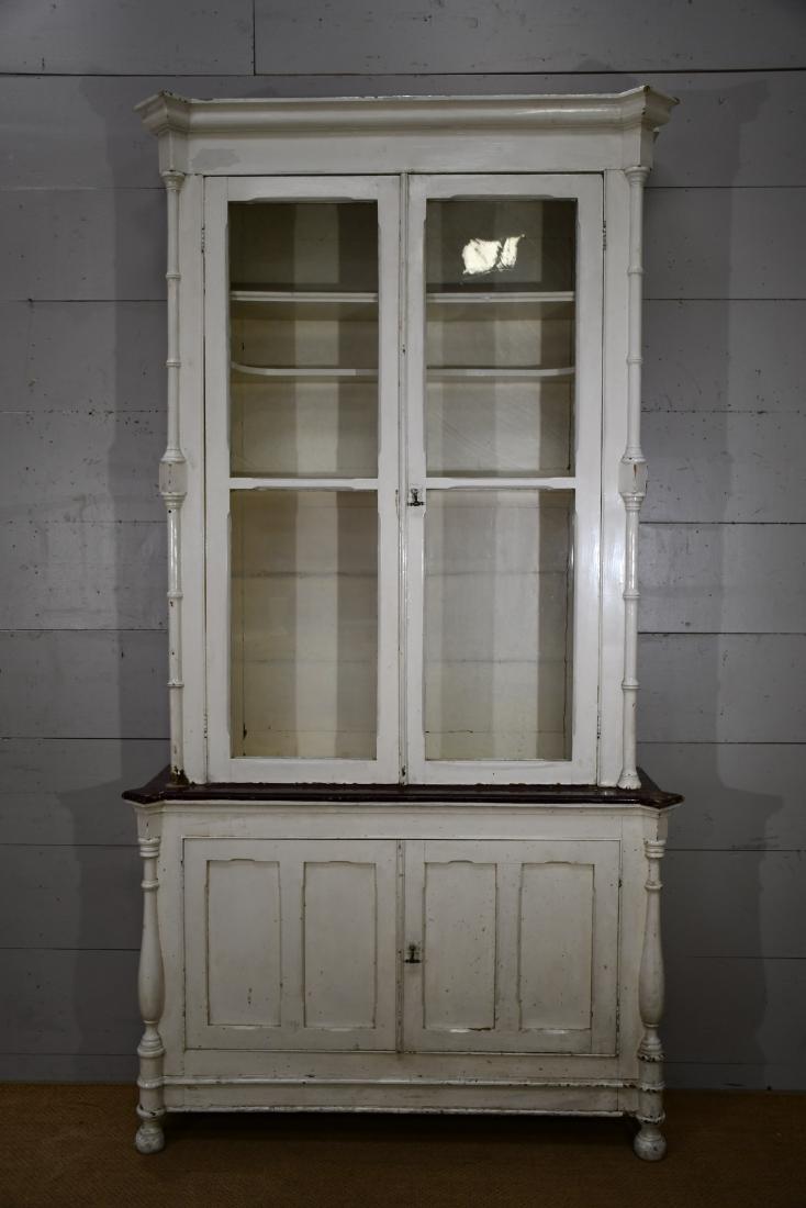 French Painted 2pc. Store Display Cabinet 97"H, 52": French Painted 2pc. Store Display Cabinet 97"H, 52" x 16"