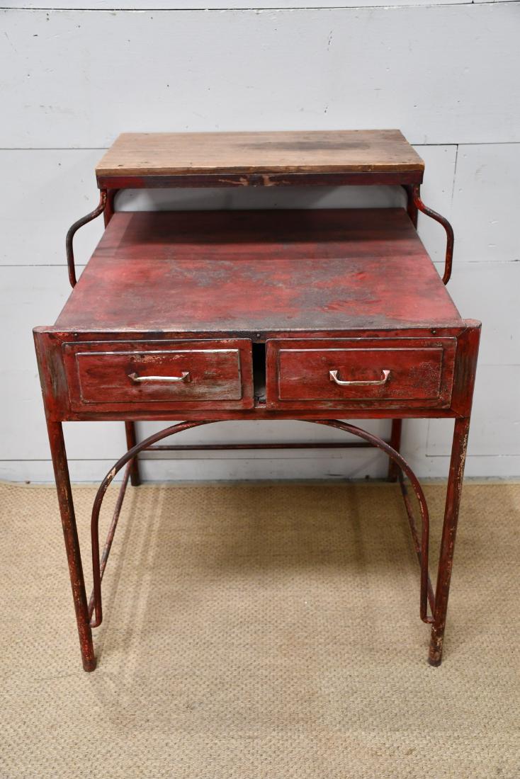 Industrial Painted Metal Desk 38"H, 32" x 30": Industrial Painted Metal Desk 38"H, 32" x 30"