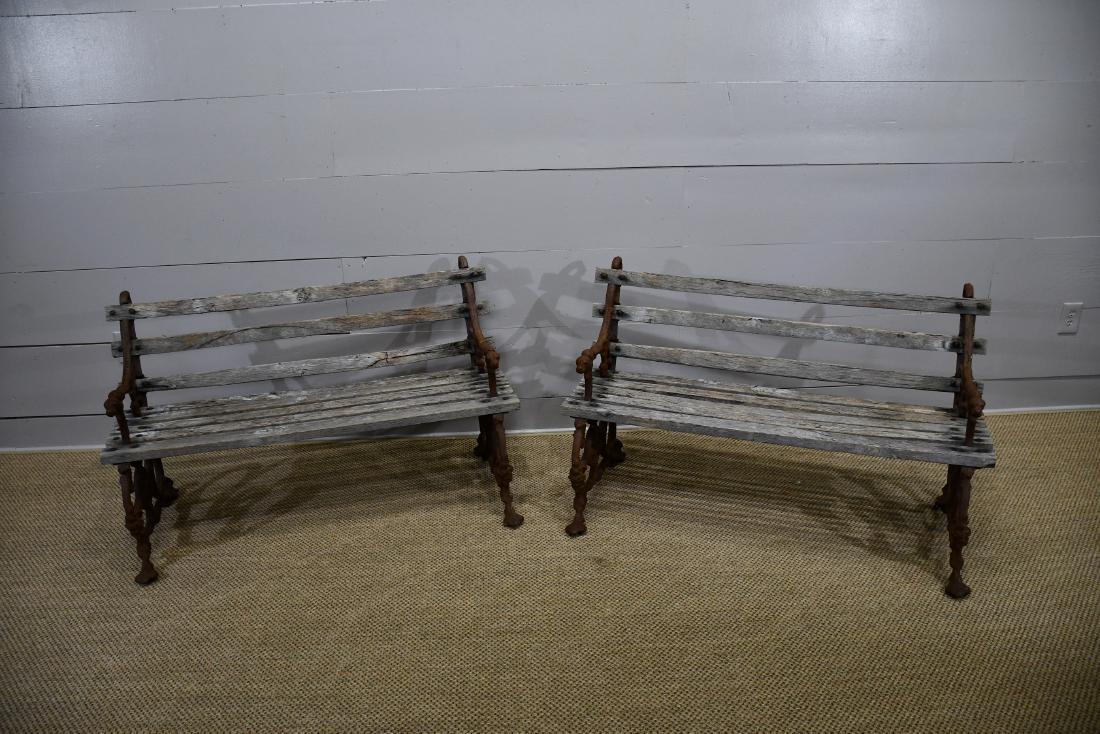 French Iron and Wood Dog Head Park Bench (1 of 4)