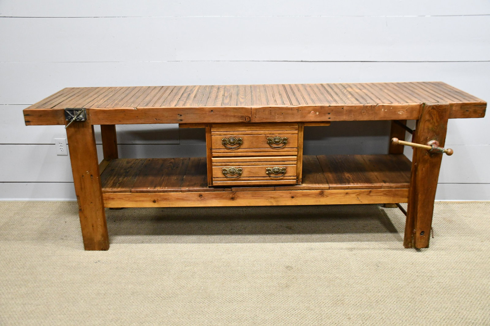 Industrial Work Bench w/ Drawers, 2 Vises 35"H,   96" (1 of 6)