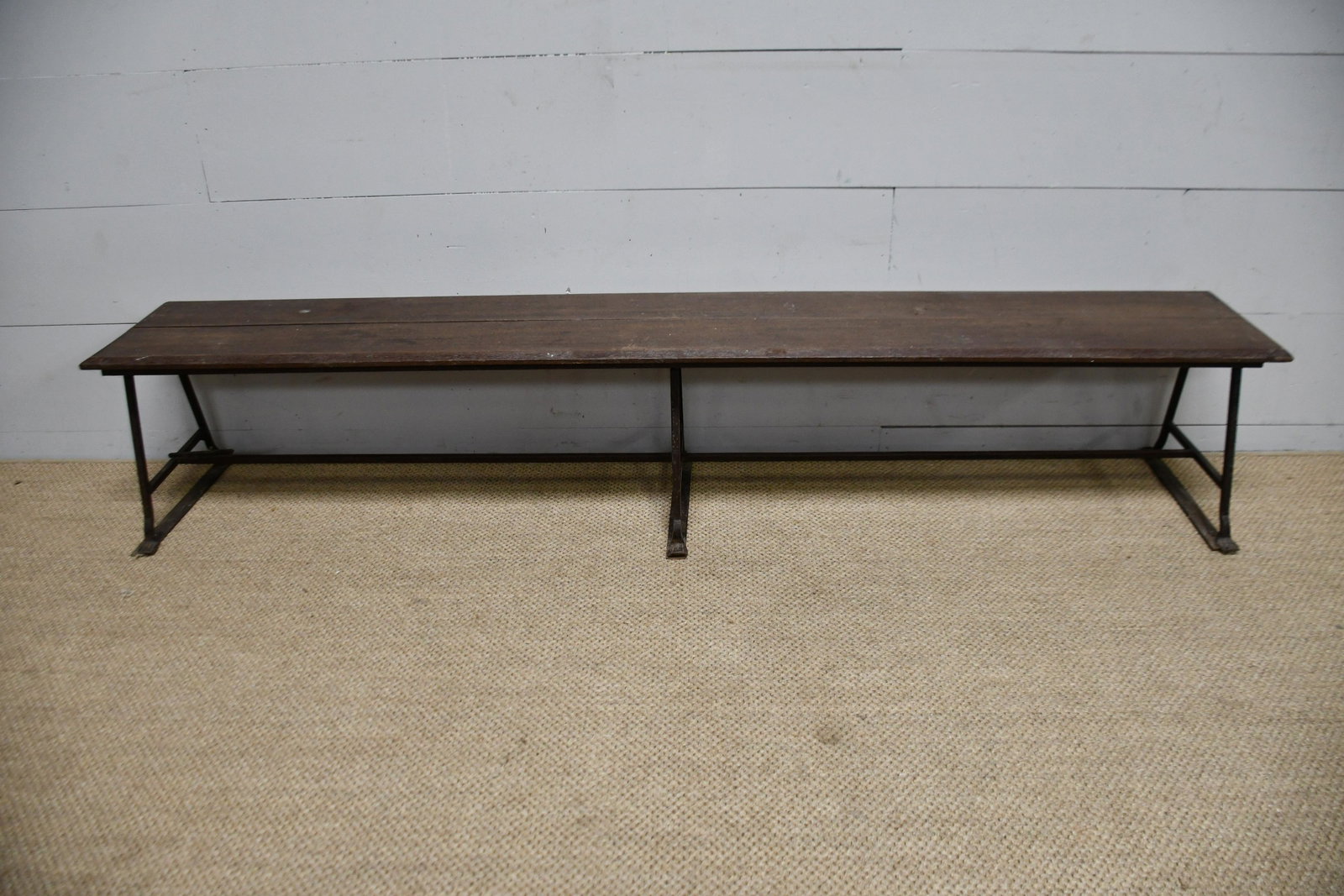 Wood and Metal Bench 18"H, 94" x 18": Wood and Metal Bench 18"H, 94" x 18"