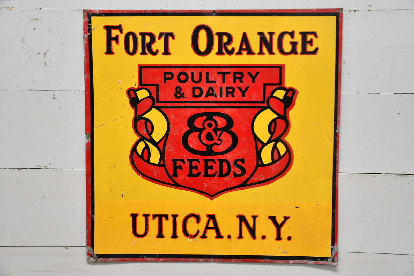 Fort Orange Poultry and Dairy Feeds Sign - metal 36" x: Fort Orange Poultry and Dairy Feeds Sign - metal 36" x 36"