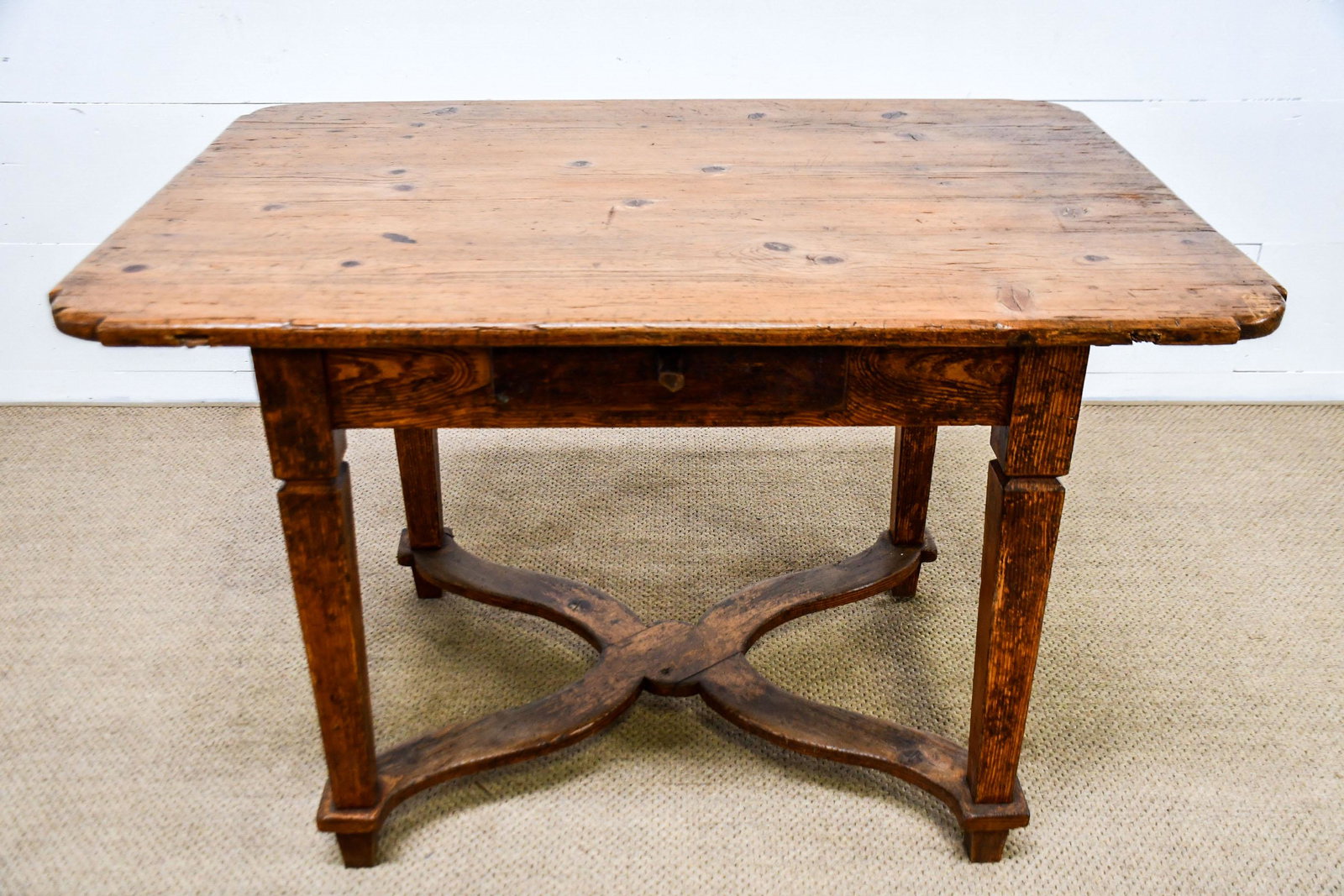 Late 18th C. French Rustic Baroque Pine Table 31 1/2"H,: Late 18th C. French Rustic Baroque Pine Table 31 1/2"H, 48" x 33 1/2"