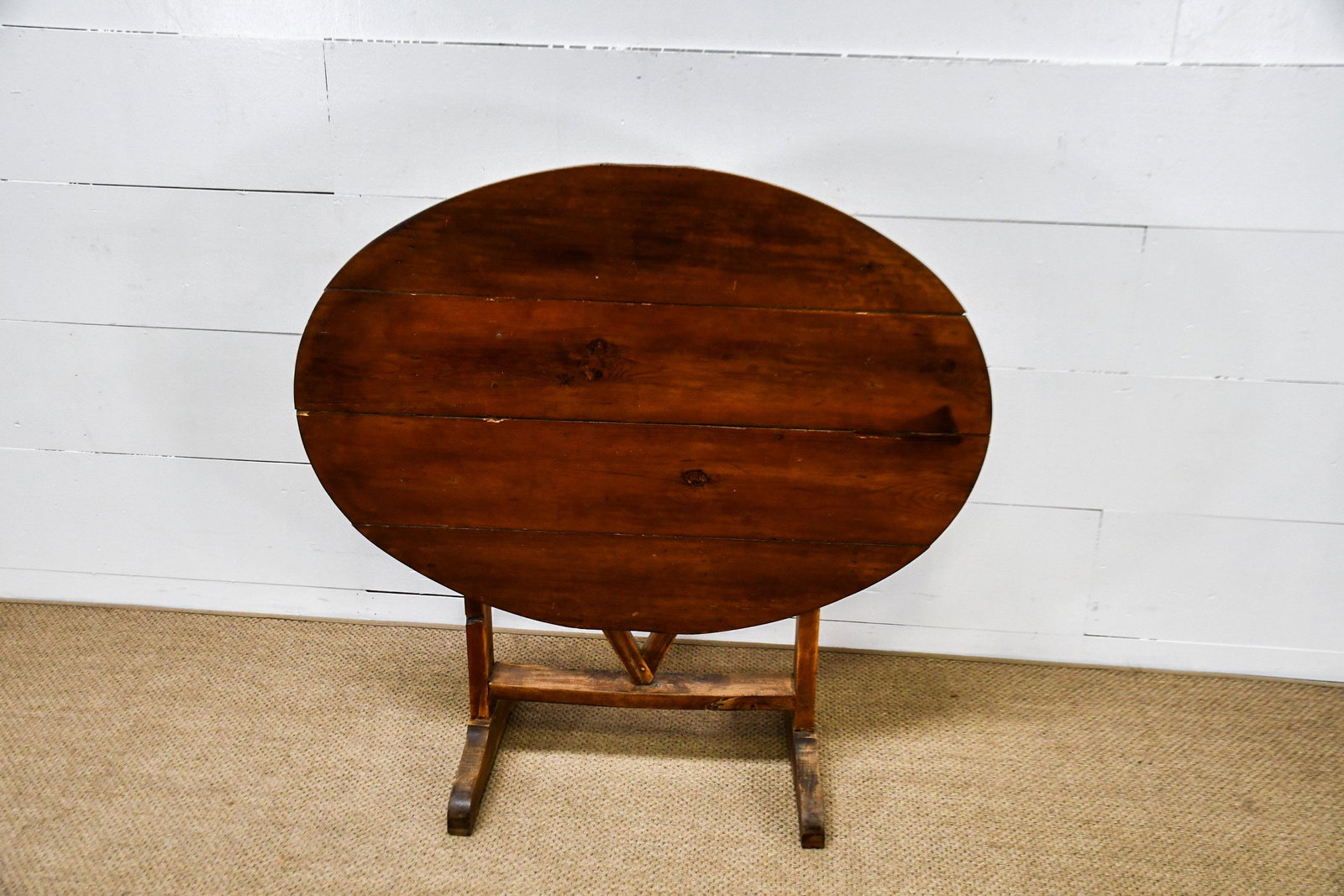 French Tilt Top Wine Tasting Table 44"H(folded) 28"H,: French Tilt Top Wine Tasting Table 44"H(folded) 28"H, 44" x 32"