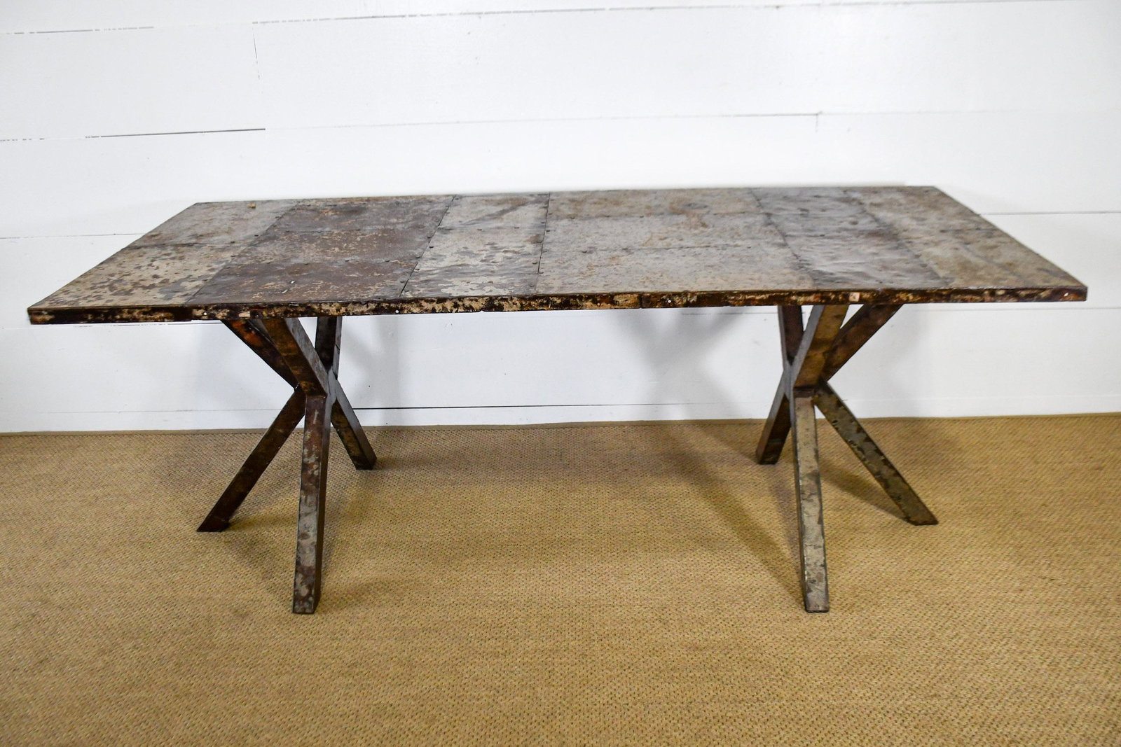 Modern Industrial Metal Dining Table 30"H, 79" x: Modern Industrial Metal Dining Table 30"H, 79" x 35 1/2"