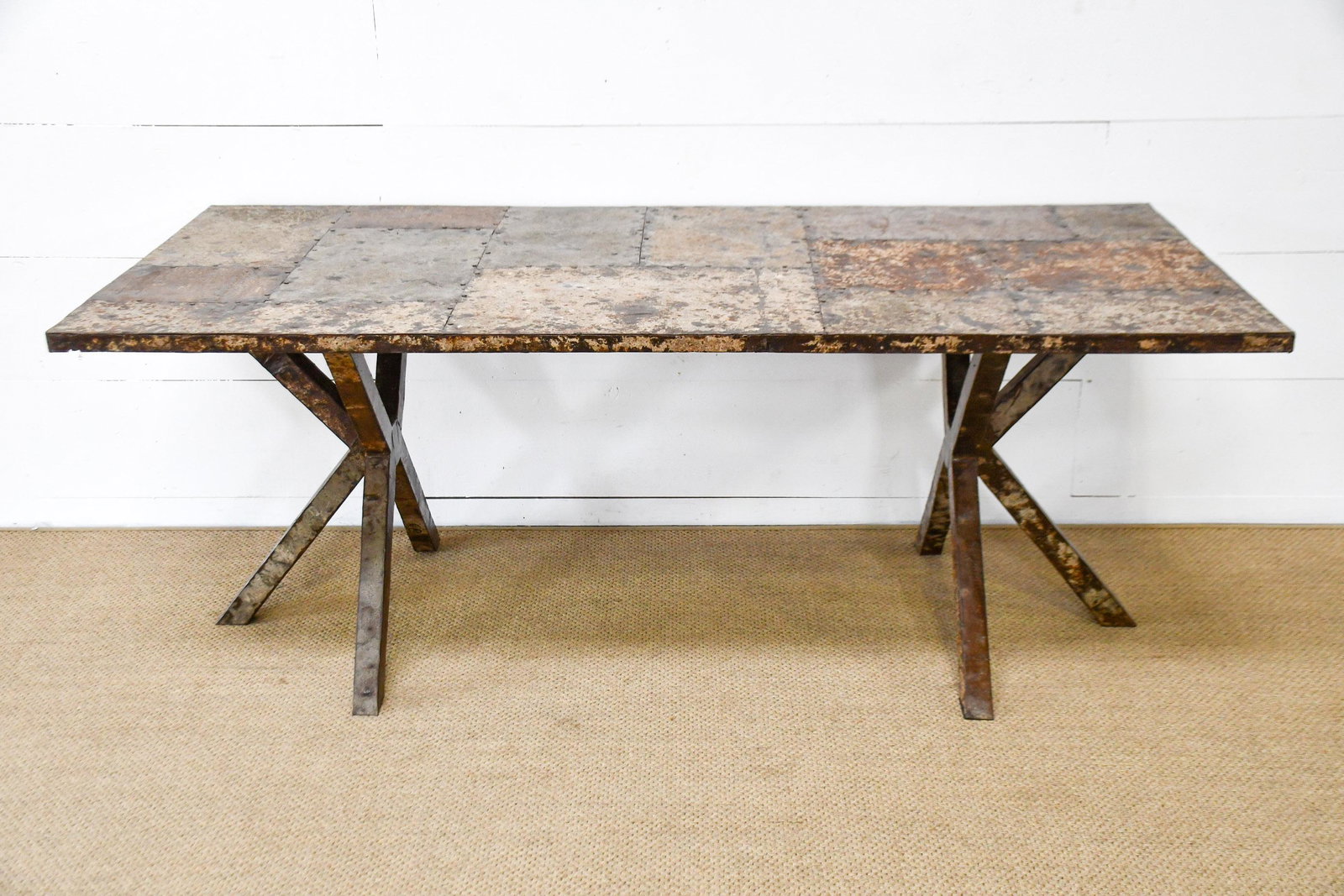 Modern Industrial Metal Table 30 1/2"H, 79" x 35: Modern Industrial Metal Table 30 1/2"H, 79" x 35 1/2"