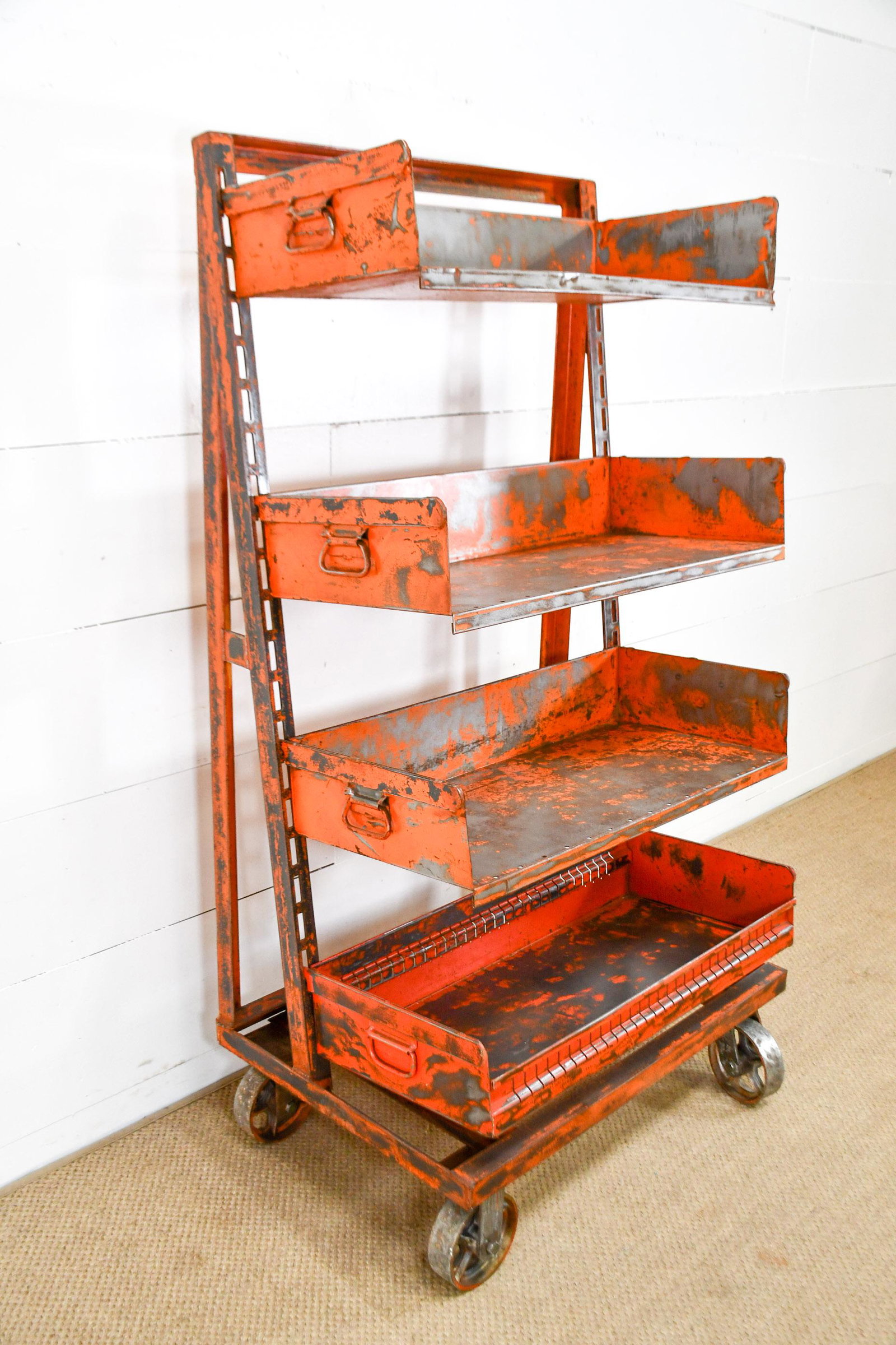 Industrial Painted Warehouse Cart w/ adjustable shelves: Industrial Painted Warehouse Cart w/ adjustable shelves 65 1/2"H, 34 1/2" x 24"