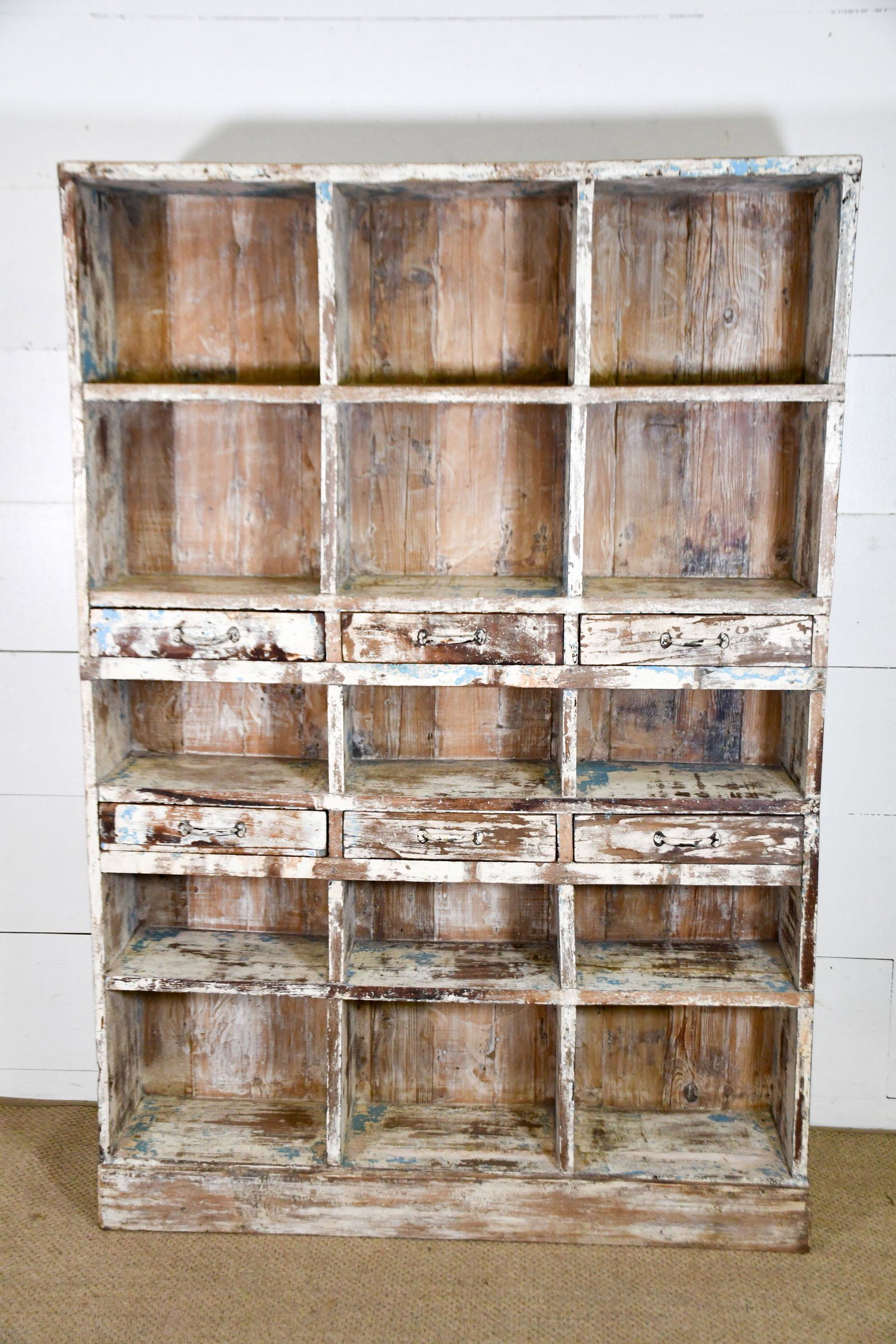 Painted Store Cubby Display w/ Drawers 70 1/2"H, 48": Painted Store Cubby Display w/ Drawers 70 1/2"H, 48" x 10 1/2"