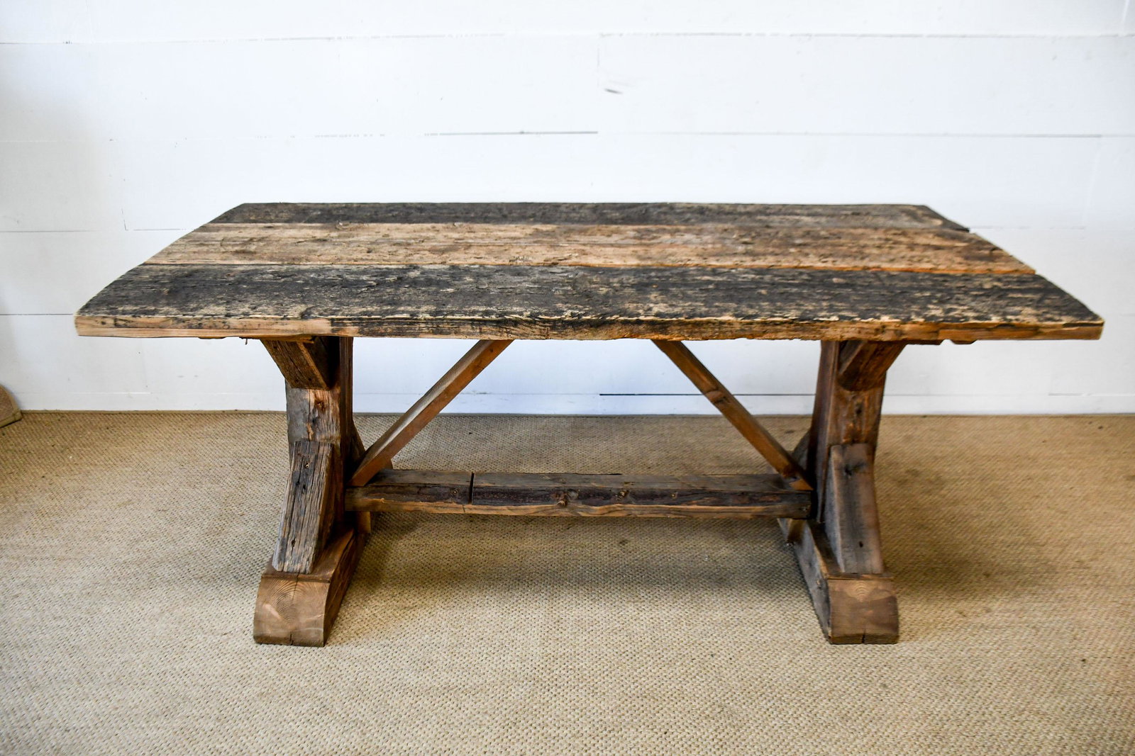 Rustic Sawbuck Work Table 31"H, 75" x 39 1/2": Rustic Sawbuck Work Table 31"H, 75" x 39 1/2"