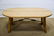 French Bleached Oval Wood / Metal Trestle Table 29"H,