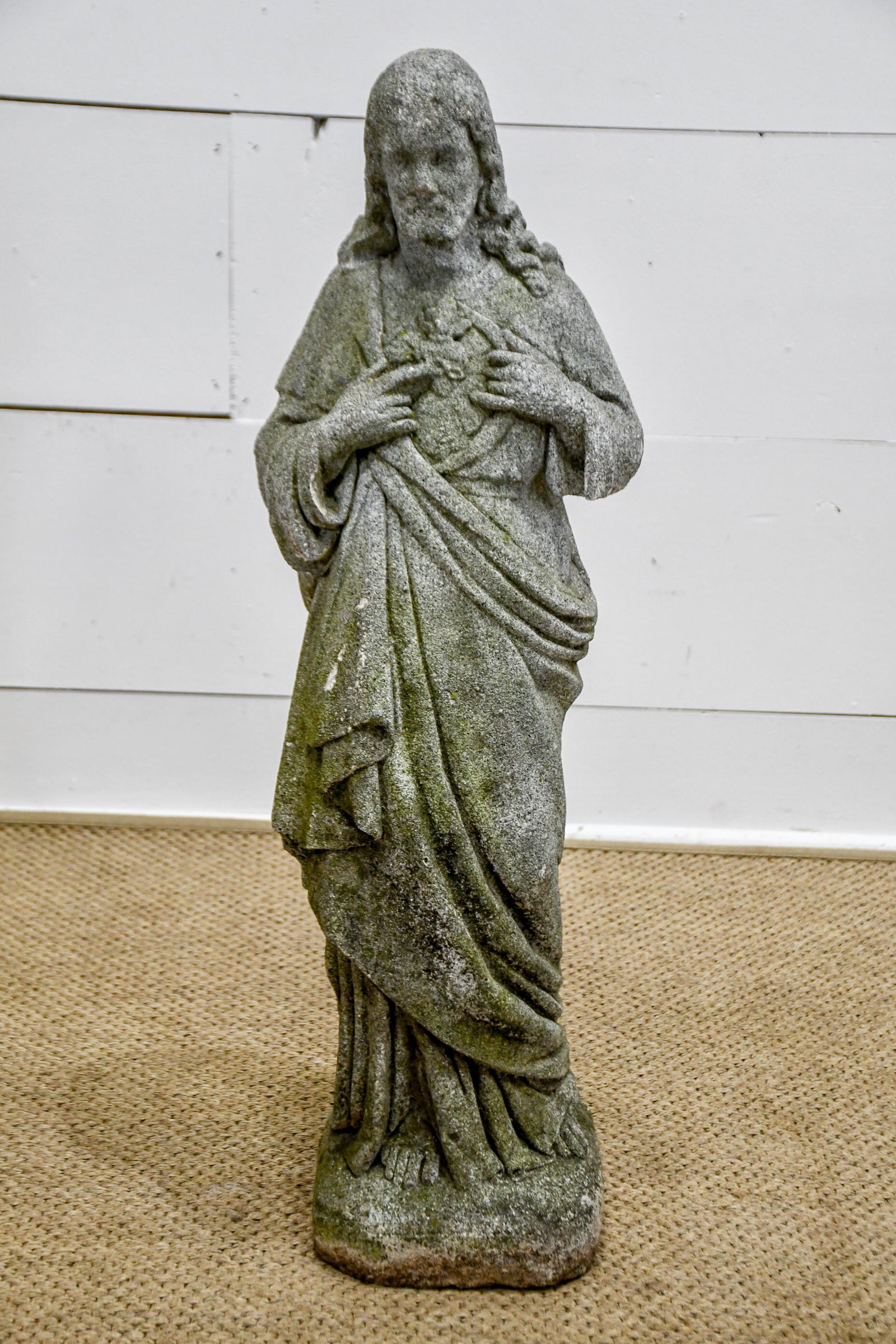Carved Stone Jesus 34"H,   12"  x   8" (1 of 4)